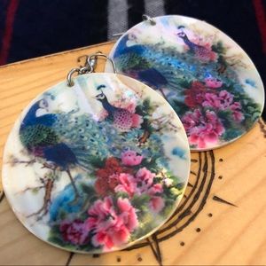 Watercolors Peacock Earrings